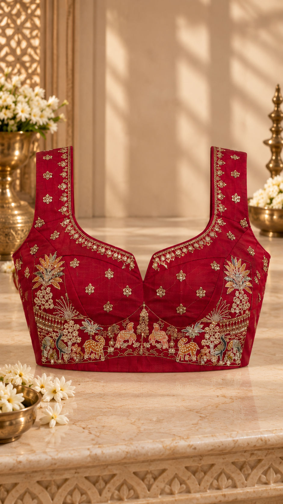 F10 Red Embroidered Blouse