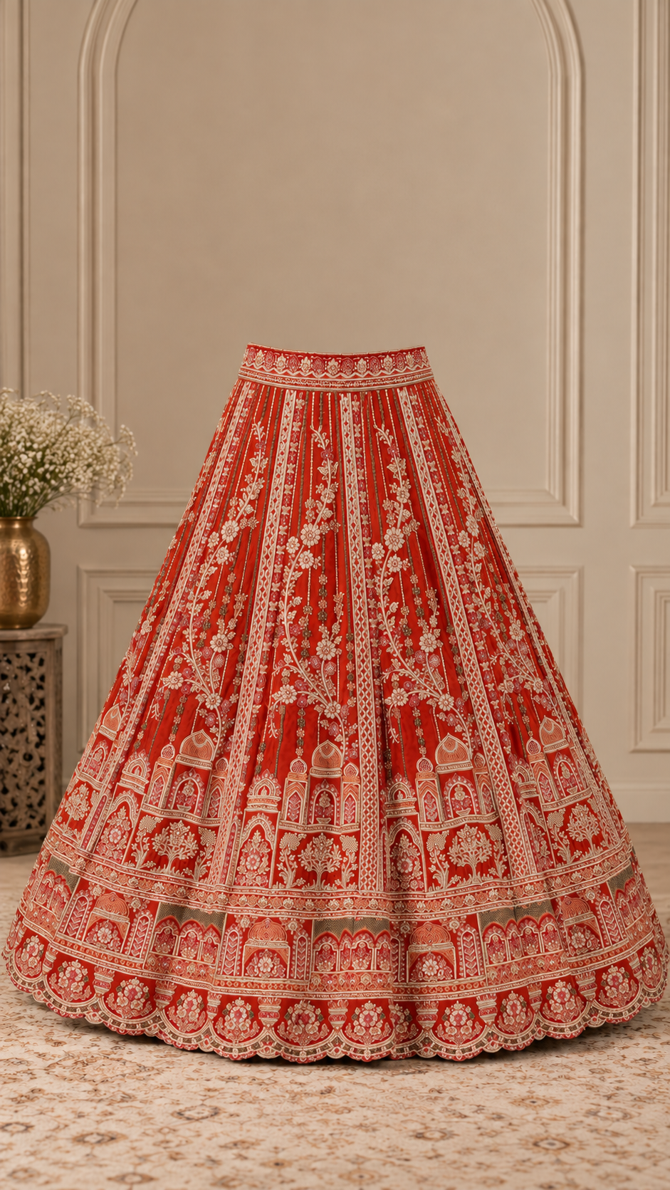 F1 Peach Embroidered Lehenga Set