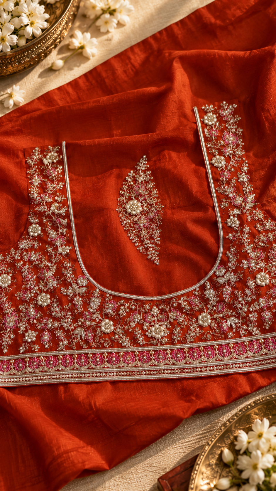 Rust Embroidered Bridal Lehenga Set