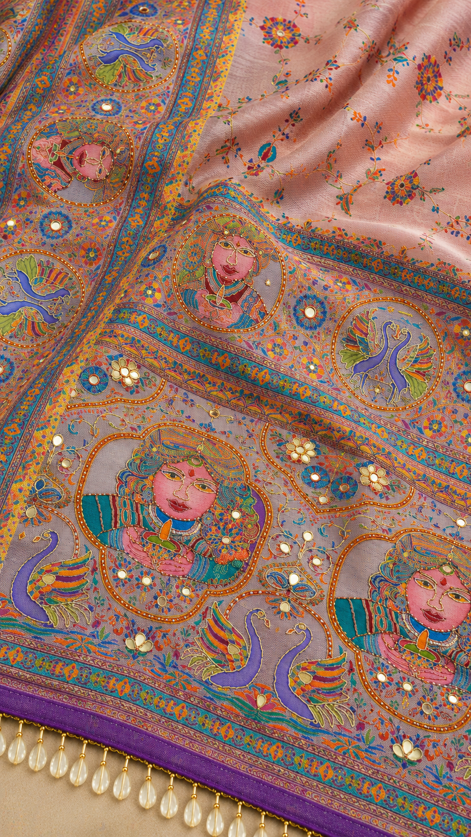 F41 Dusty Pink Embroidered Saree