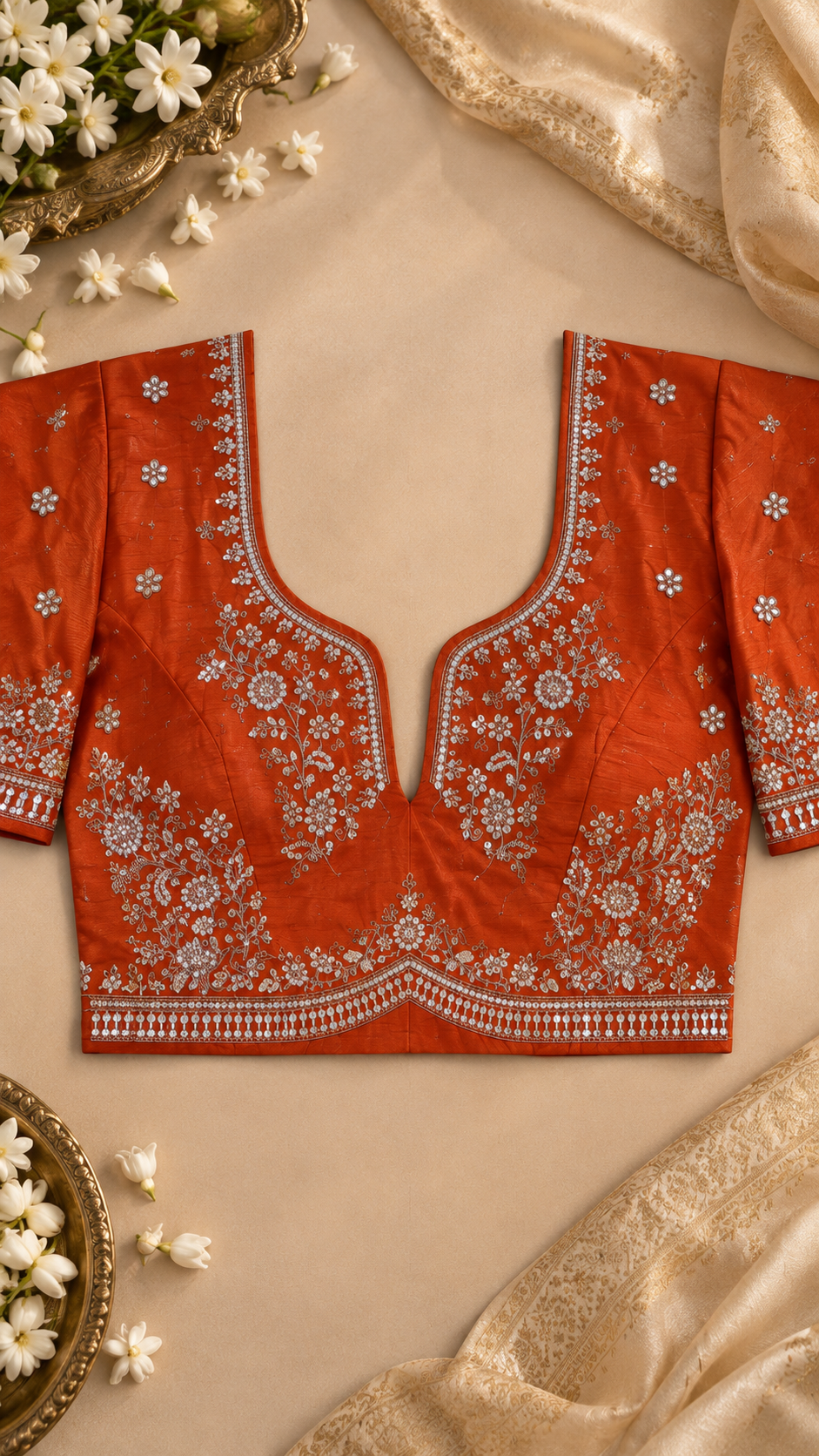 F11 Orange Embroidered Blouse