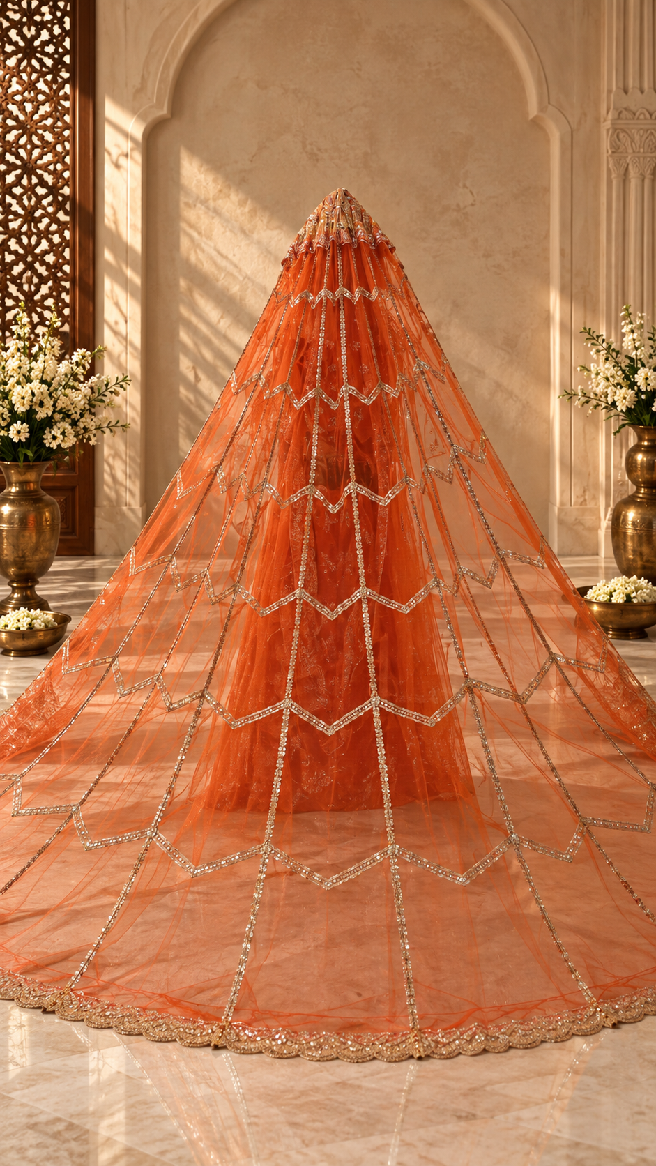 F15 Coral Orange Embroidered Blouse