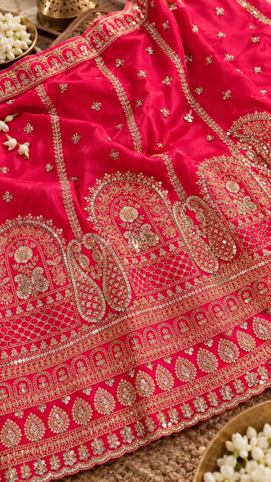 F4 Hot Pink Embroidered Lehenga Set
