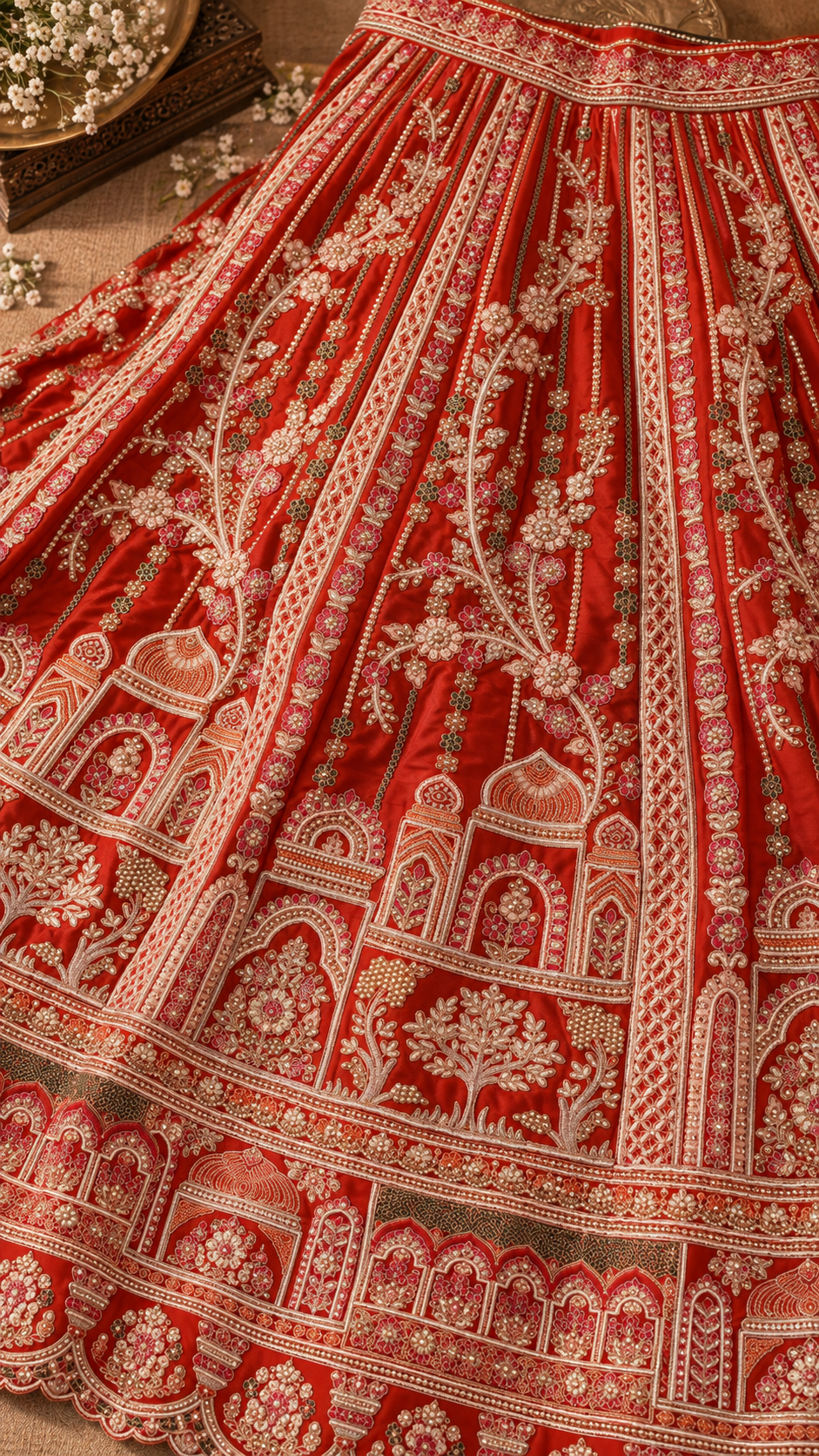 Rust Embroidered Bridal Lehenga Set