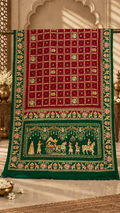 F27 Red Green Embroidered Saree