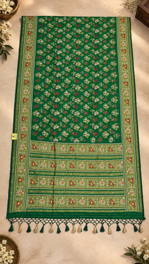 F46 Green Embroidered Saree