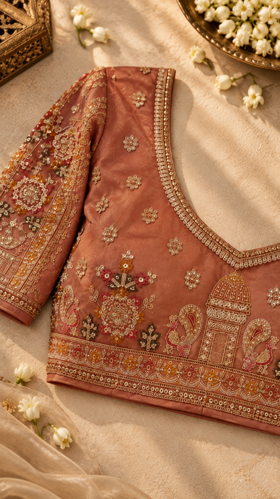F5 Rose Gold Embroidered Blouse