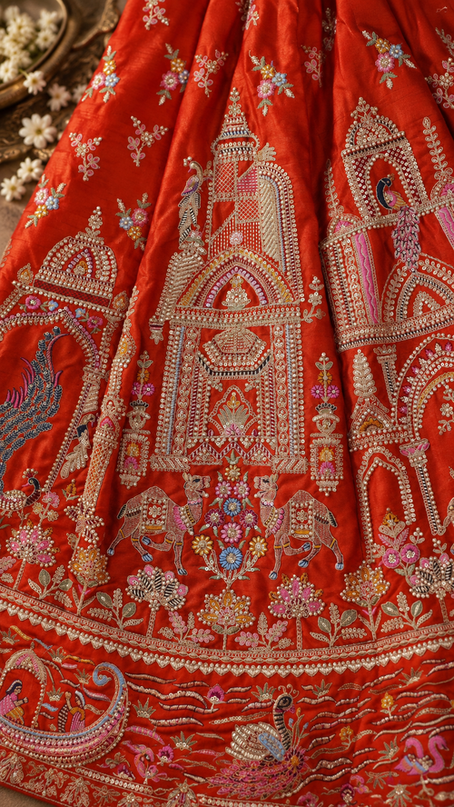 F15 Coral Orange Embroidered Blouse