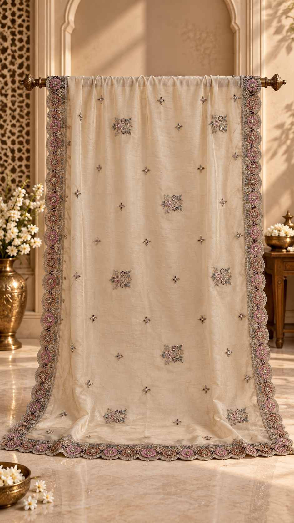 F14 Taupe Grey Embroidered Blouse