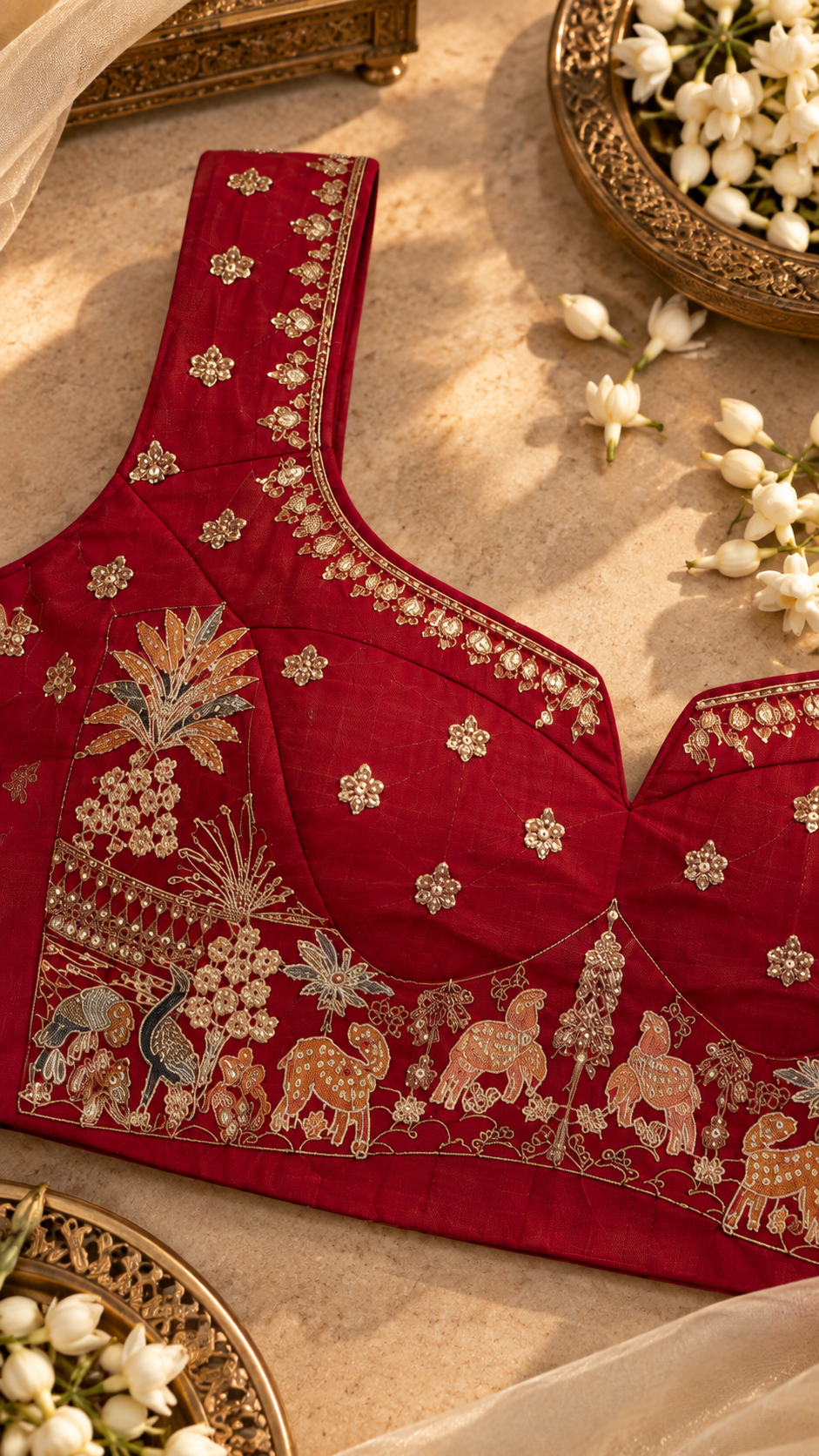 F10 Red Embroidered Blouse