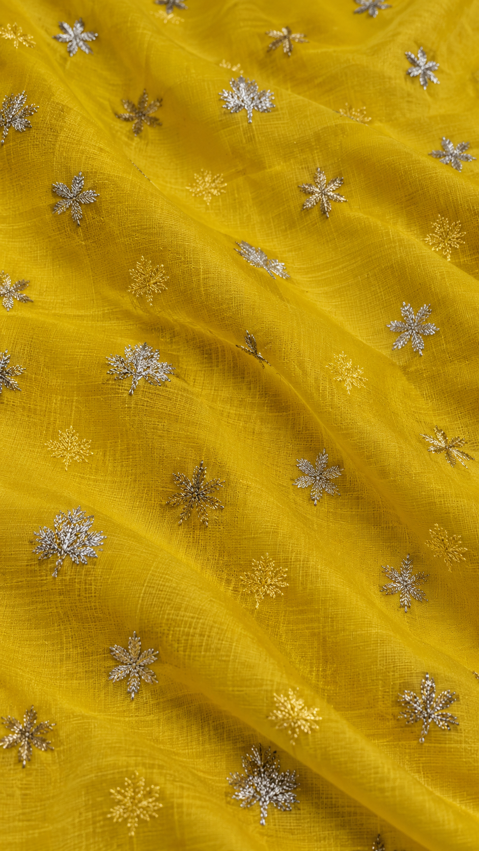 F50 Yellow Floral Embroidered Saree
