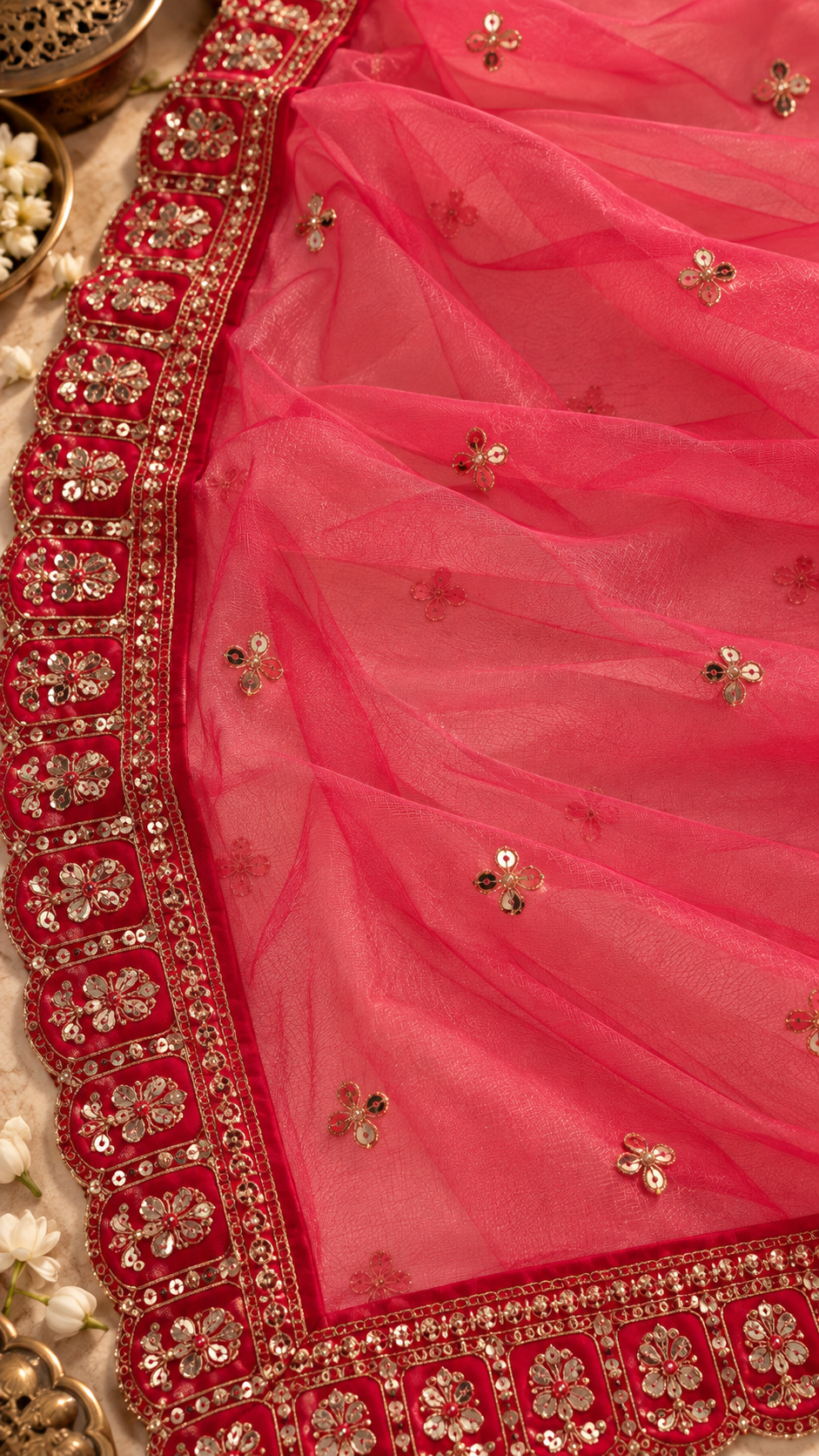 F4 Hot Pink Embroidered Lehenga Set