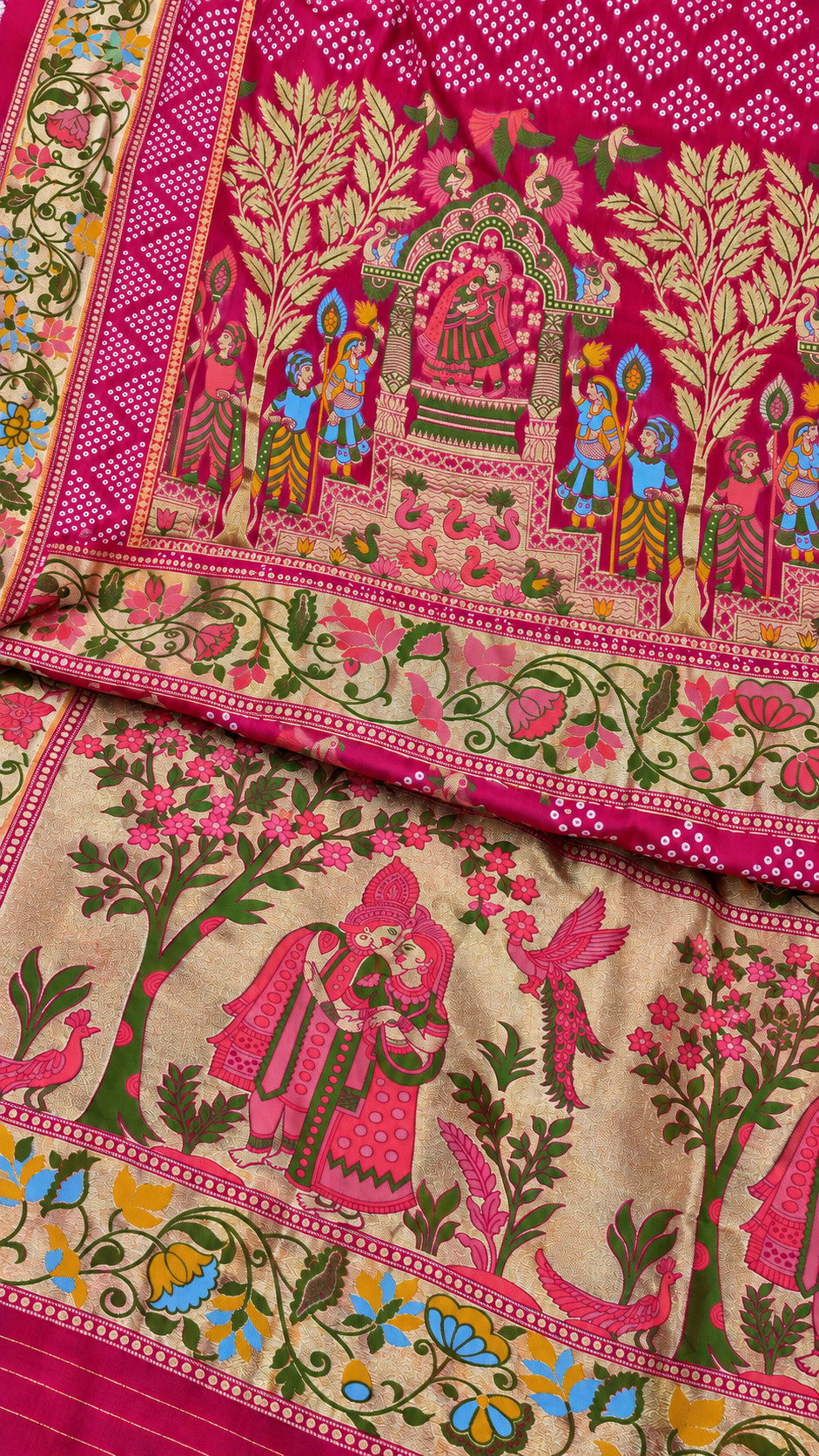 F33 Pink Multicolour Embroidered Saree