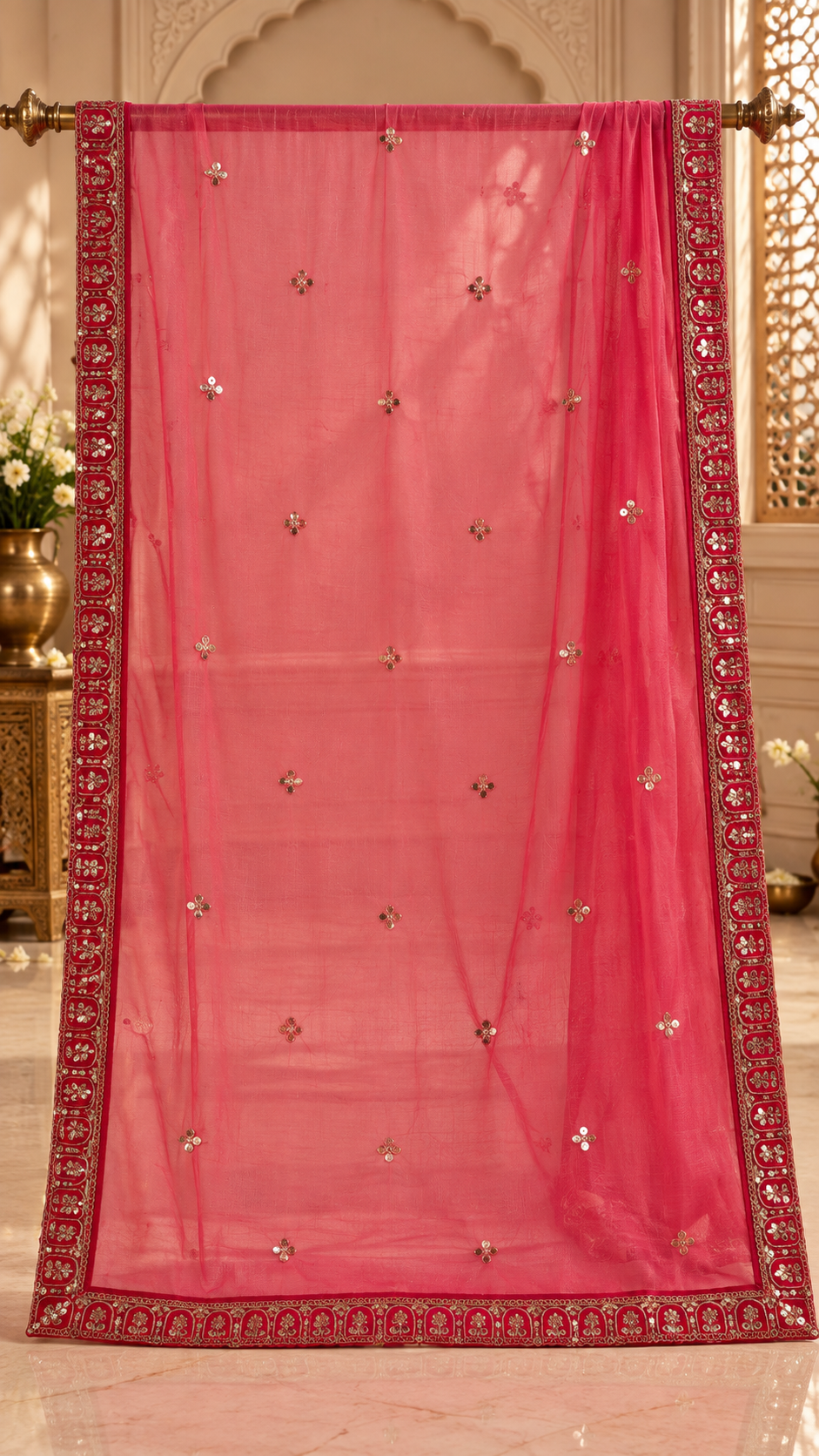 F4 Hot Pink Embroidered Lehenga Set