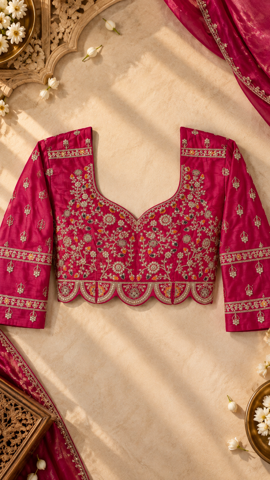 F7 Magenta Embroidered Lehenga Set
