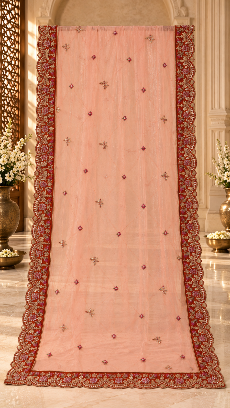 F15 Coral Orange Embroidered Blouse