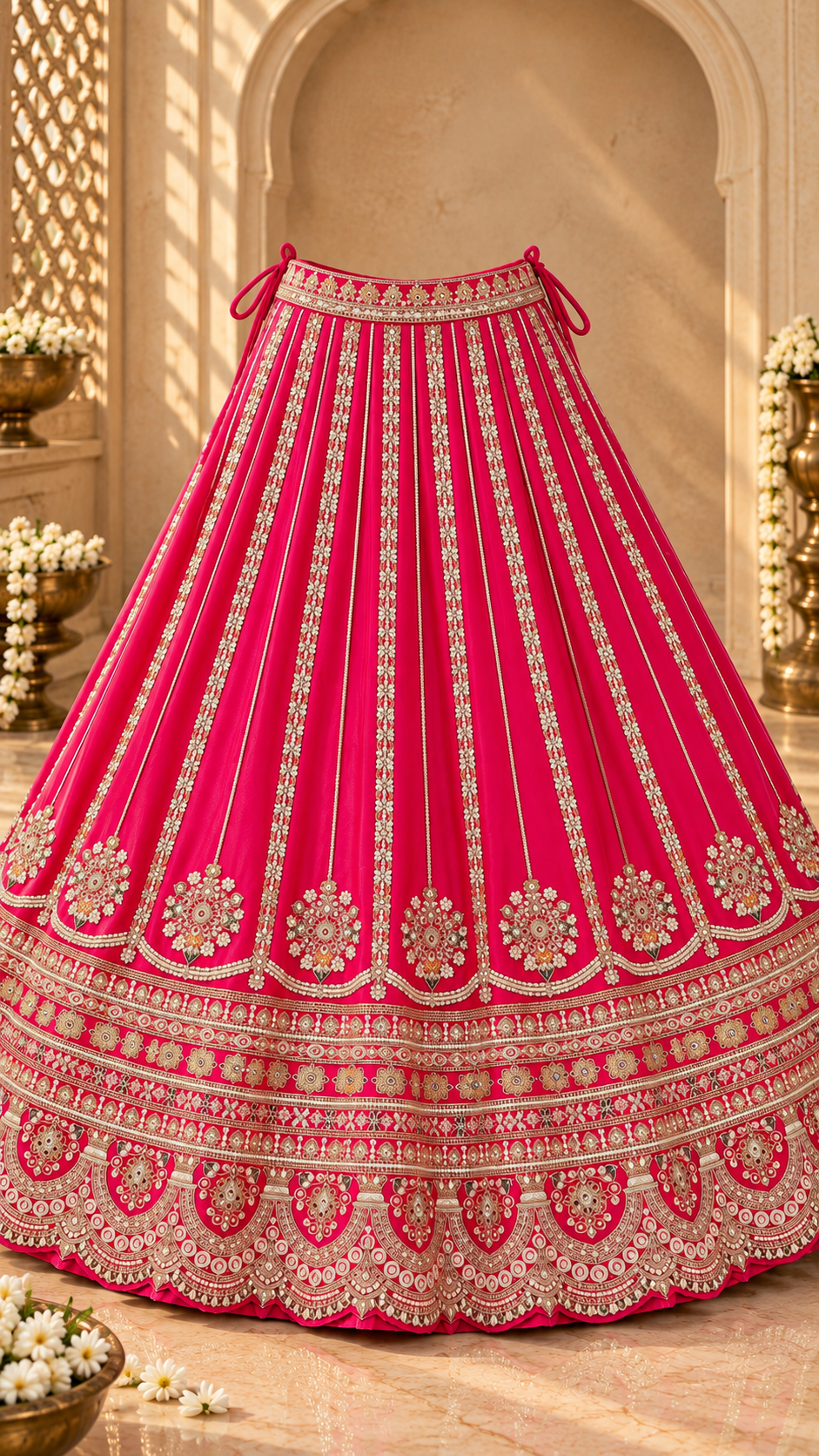 F7 Magenta Embroidered Lehenga Set