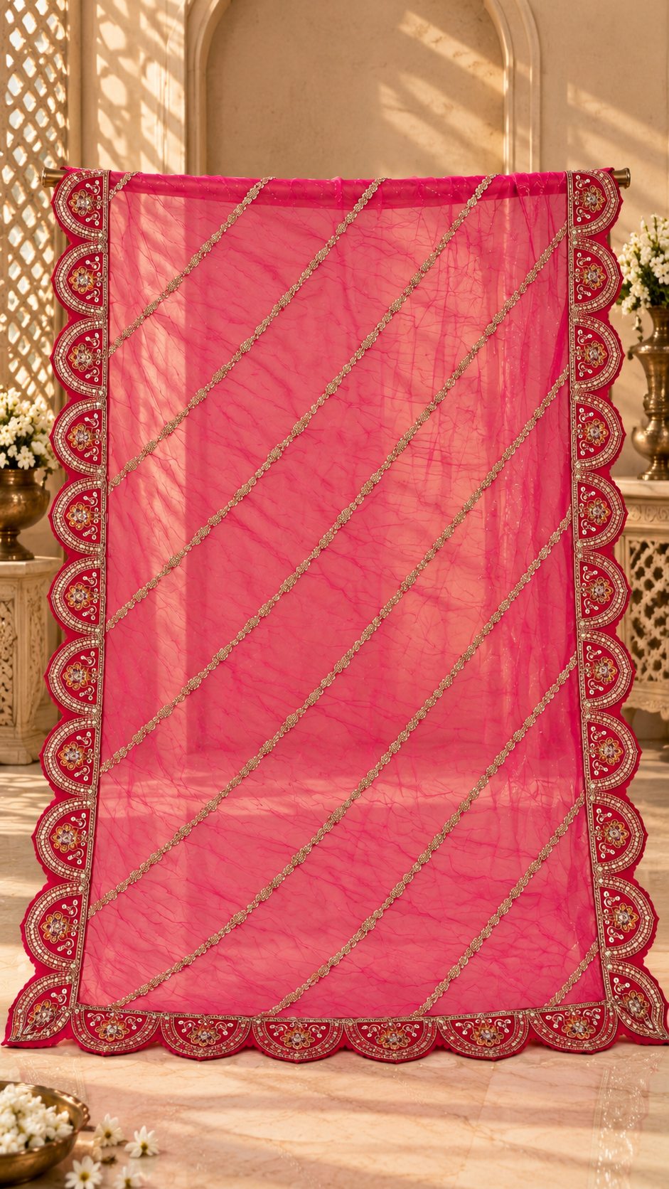F7 Magenta Embroidered Lehenga Set