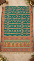 F36 Teal Orange Embroidered Saree