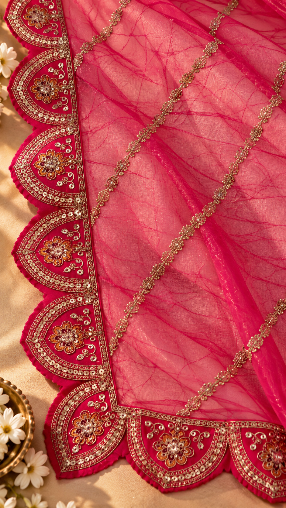 F7 Magenta Embroidered Lehenga Set