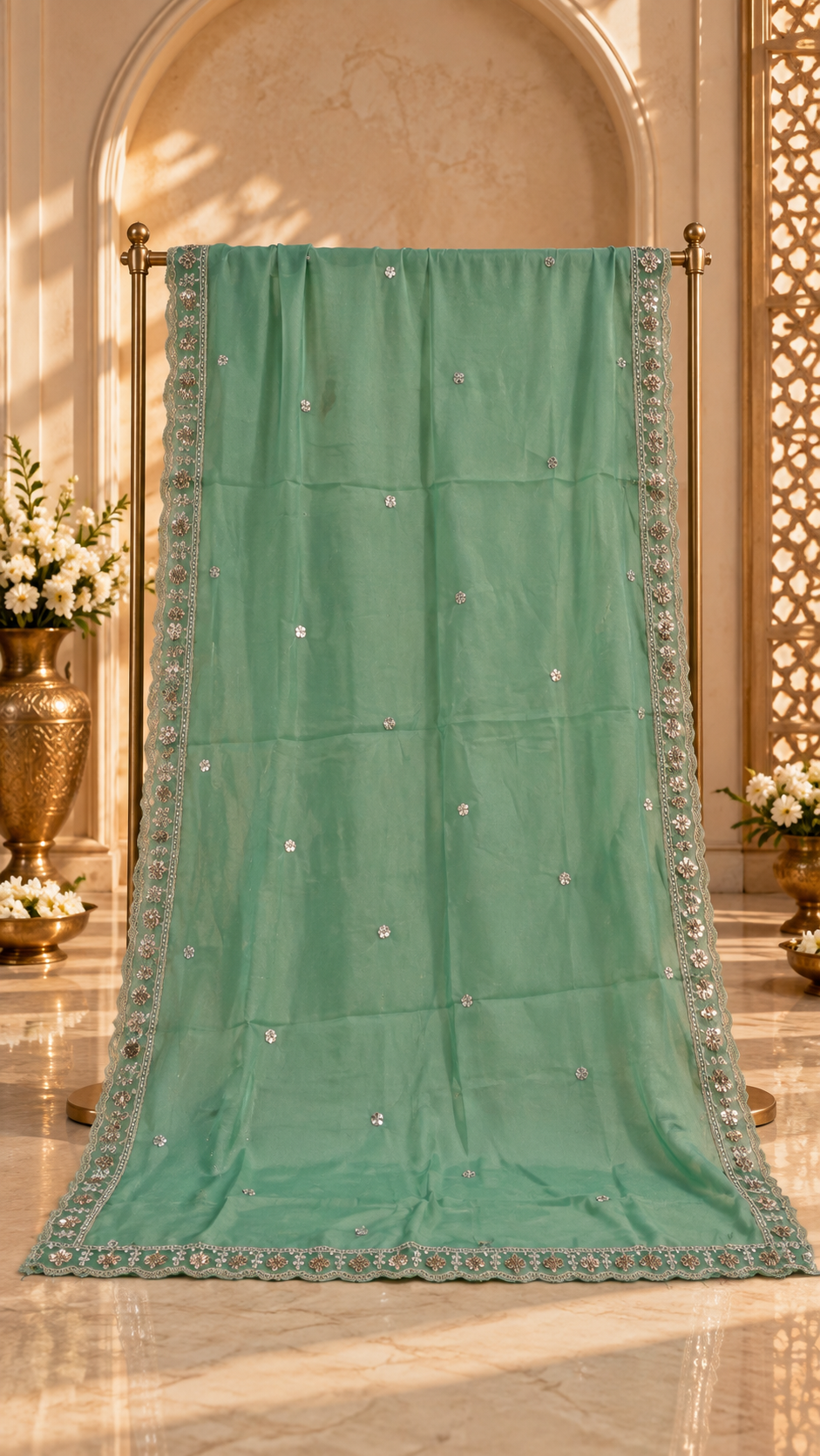 F13 Mint Green Embroidered Blouse