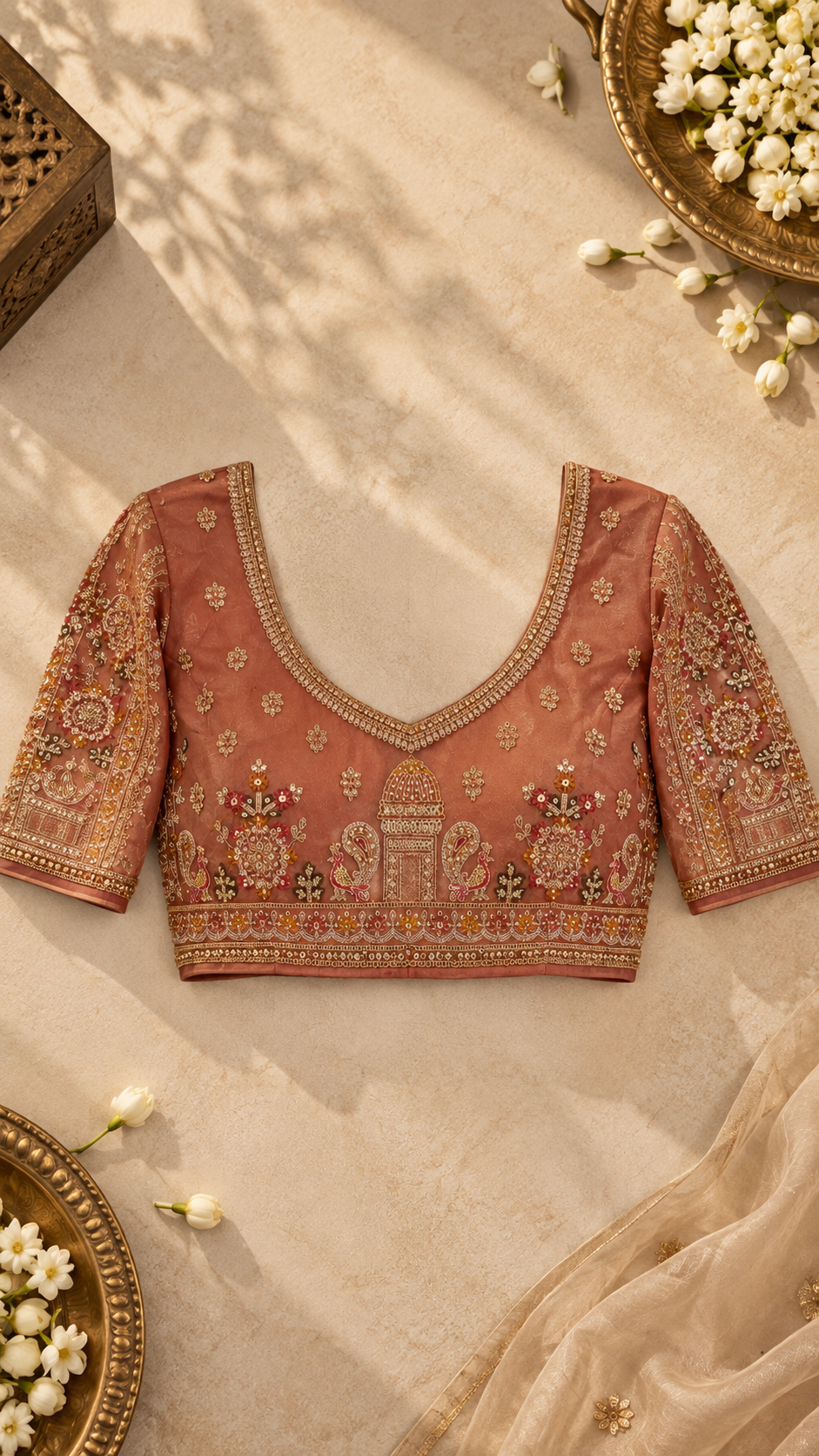 F5 Rose Gold Embroidered Blouse