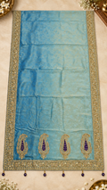 F51 Blue Paisley Embroidered Saree