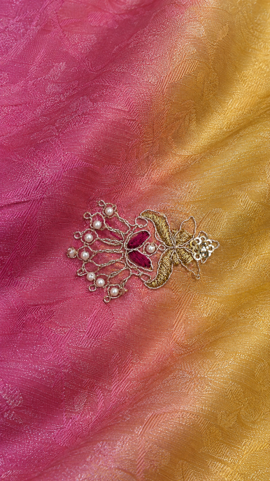 F54 Pink Multicolour Embroidered Saree