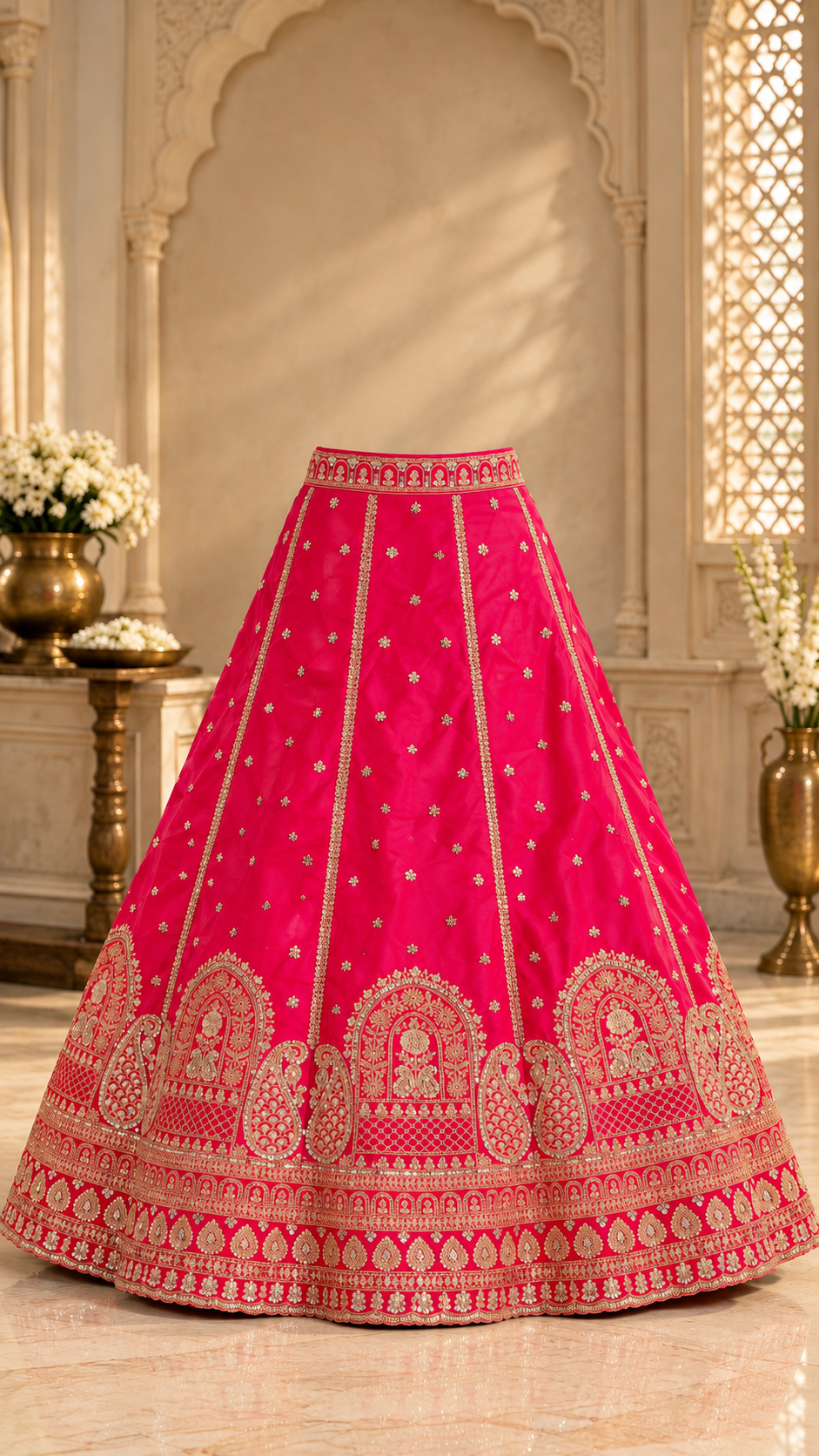 F4 Hot Pink Embroidered Lehenga Set