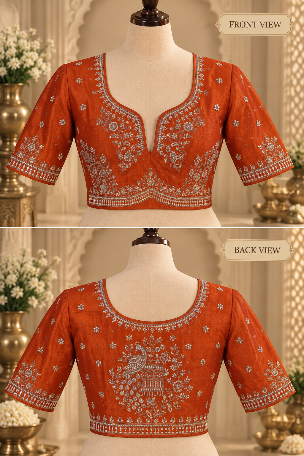 F11 Orange Embroidered Blouse