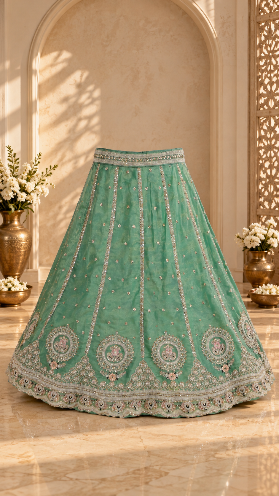F13 Mint Green Embroidered Blouse