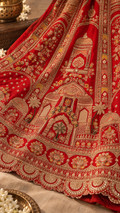 F3 Red and Gold Embroidered Lehenga Set