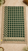 F38 Green Geometric Embroidered Saree