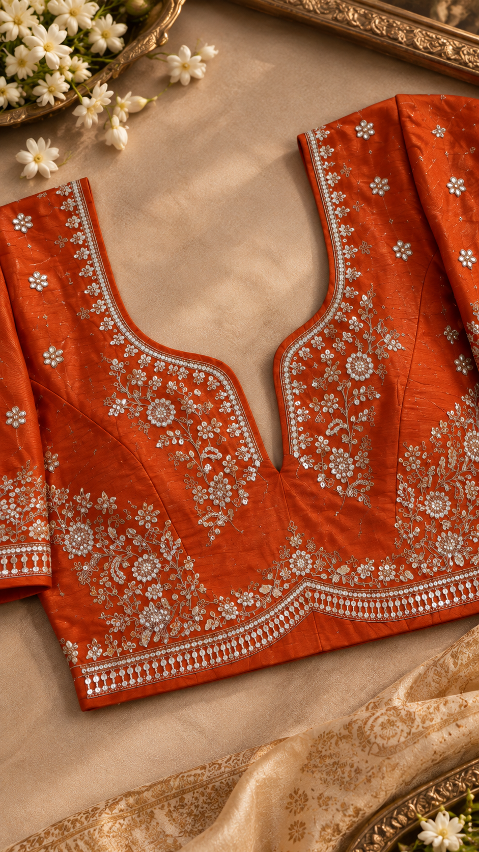 F11 Orange Embroidered Blouse