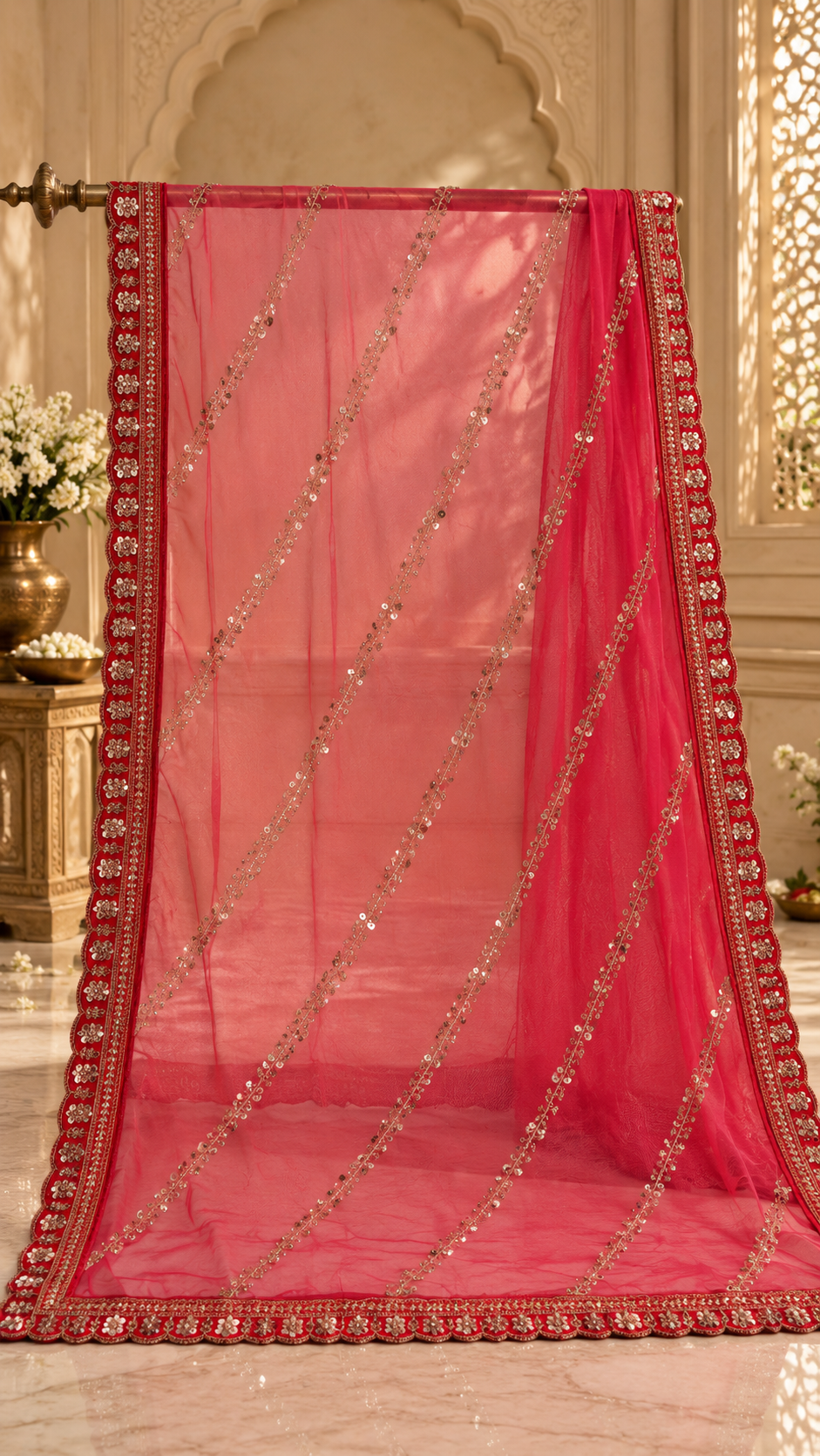 F4 Hot Pink Embroidered Lehenga Set