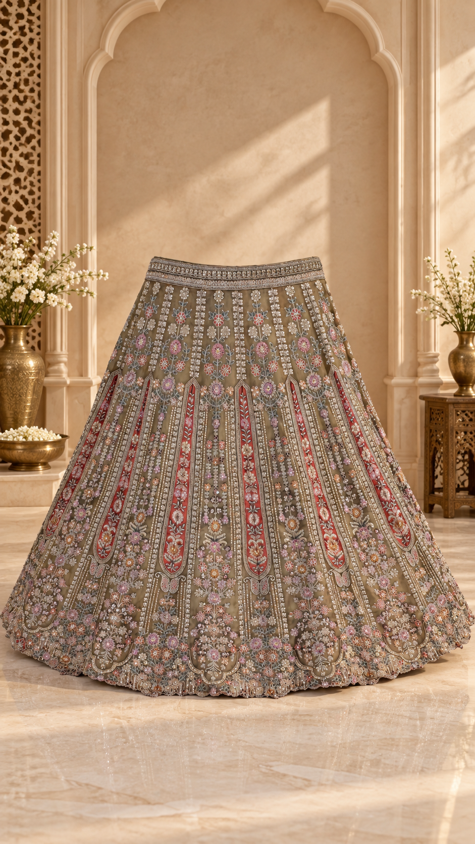 F14 Taupe Grey Embroidered Blouse