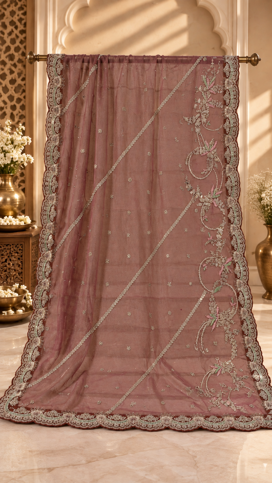 F8 Rust Embroidered Lehenga Set