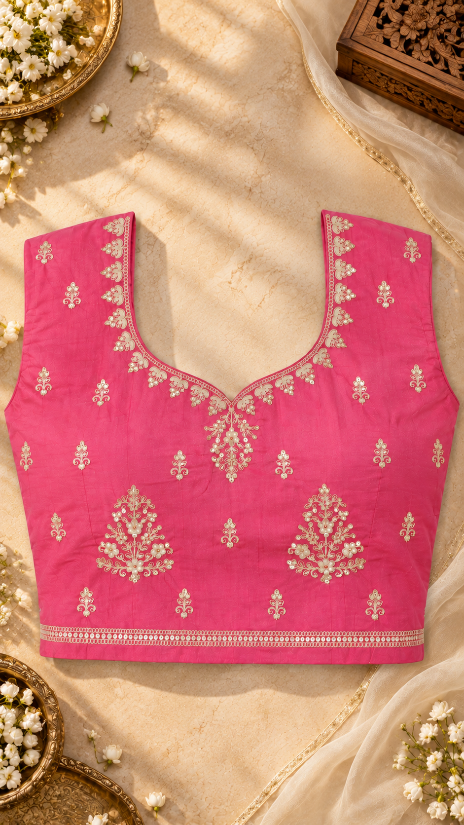F6 Hot Pink Embroidered Blouse