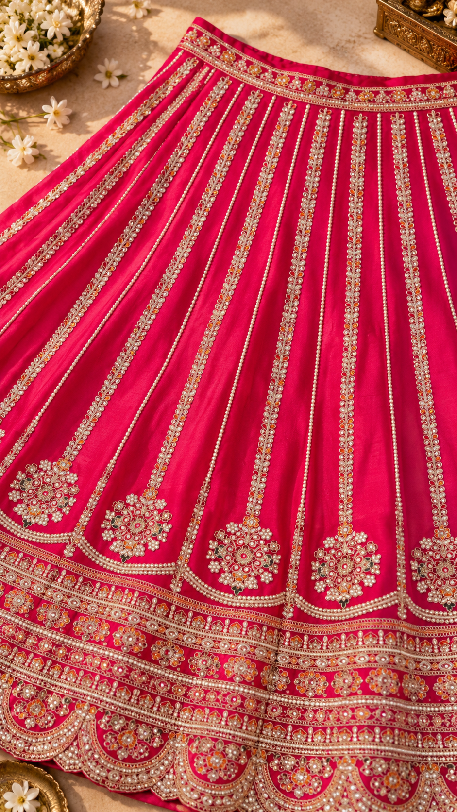 F7 Magenta Embroidered Lehenga Set