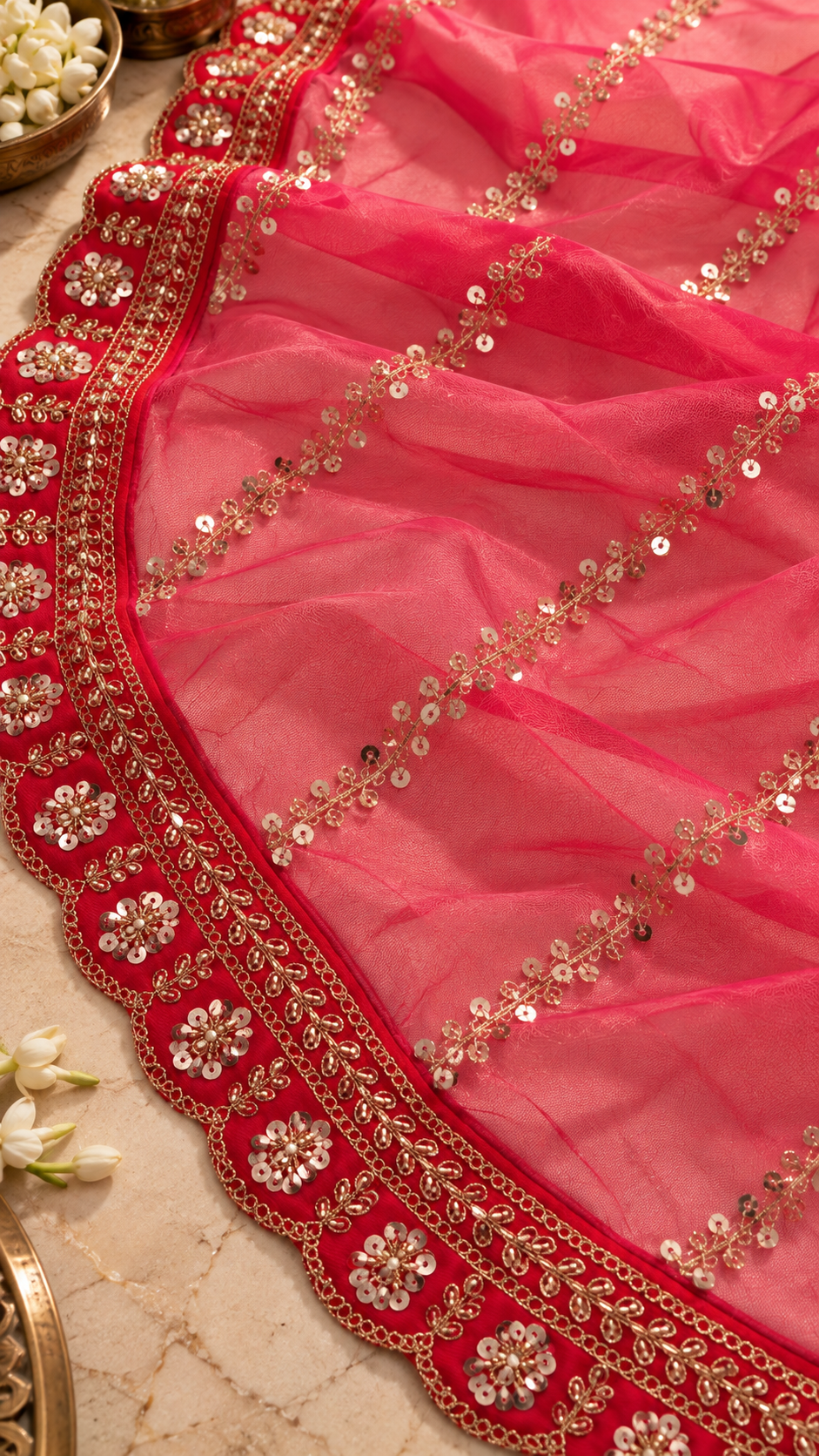 F4 Hot Pink Embroidered Lehenga Set