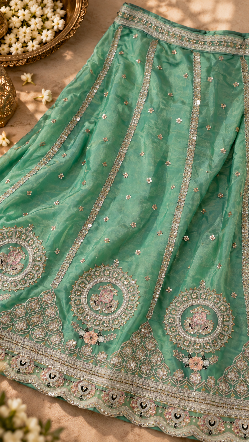 F13 Mint Green Embroidered Blouse